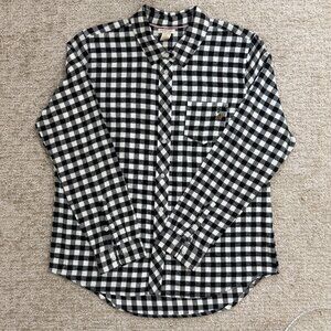 U.S. Polo Assn Women’s Black & White Gingham Flannel Shirt Medium Cotton Plaid B